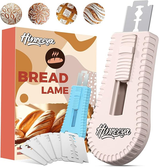 Bread Lame Extractable & Magnetic Dough Scoring Tool with Protective Cover - Easy-to-Use Bread Cutter for Artisan Sourdough, Pizza Dough, and More - Scoring Patterns Booklet & 5 Razor Blades