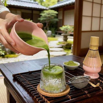 Matcha Whisk Set 5 pcs 18 oz Tea Making Bowl Kit Great for Starter Pink