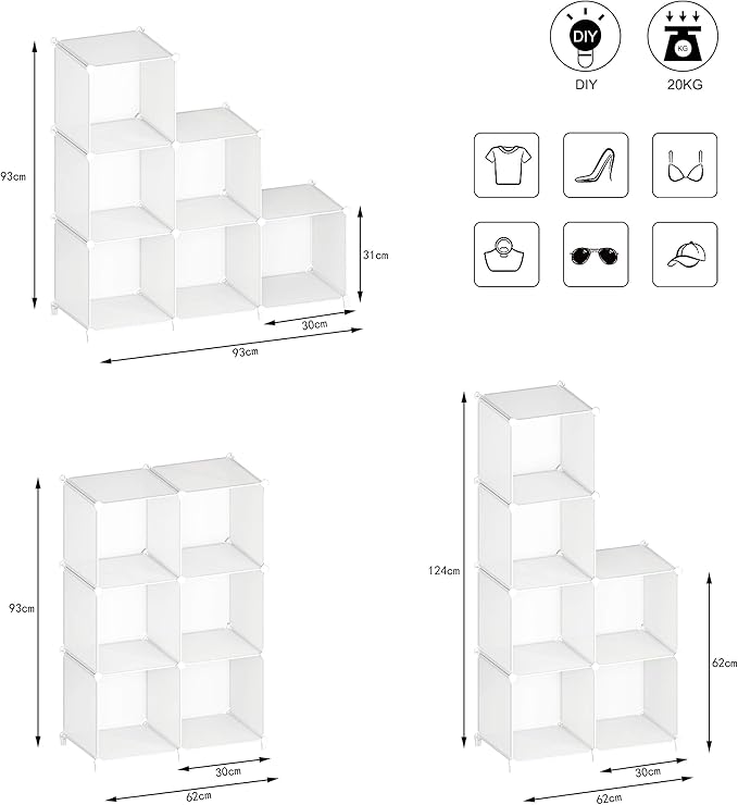 Stackable Closet Organizers and Storage 6 Cube Storage Organizer Closet Organizer for Bathroom Closet Storage for Wardrobe - Image 9