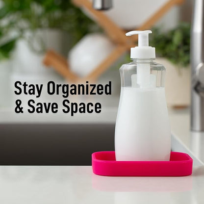 Zulay Kitchen Small Silicone Sponge Holder (4.9x3.3”) – Space-Saving Sink Organizer Tray for Sponge, Soap, Brush & More – Compact Non-Slip Dish for Kitchen & Bathroom (Dragon Fruit) - Image 6