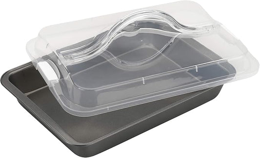 GoodCook Everyday Nonstick Steel Bake-N-Take Oblong Pan, 9 x 13 Inch with Lid, Gray