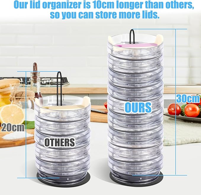 Vodolo Tumbler Lid Organizer,2 PCS Cup Lid Holder,Slim Vertical Storage for Up to 15 Lids,Cup Lid Organizer for Save Pantry, Countertop,Kitchen Cabinets Space - Image 4