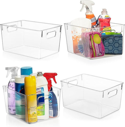 ClearSpace Clear Plastic Storage Bins – Pantry Organizers & Storage Containers, Cabinet Organizer - Home Organization Must Haves for Kitchen, Laundry Room, Office, Closet, Garage & Freezer by ClearSpace