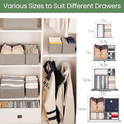 Criusia Drawer Organizer Clothes, 24 Pack Underwear Drawer Organizers, Foldable Closet Organizers and Storage Dresser Drawer Dividers Clothing Organizer for Clothes, Socks, Scarves, Bra, Ties (Grey) - Image 8