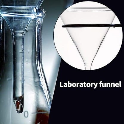 Glass Funnel Set, 4 Pcs Lab Borosilicate Glass Funnels, 100mm (170mm Length), 75mm (130mm), 50mm (90mm) & 40mm (70mm) Diameter - Image 6