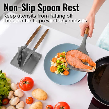 Zulay Silicone Utensil Rest - BPA-Free, Durable Spoon Rest with Drip Pad - Heat-Resistant Spoon Rest for Stove Top - Spoon Rest for Kitchen Counter - Kitchen Gadgets & Kitchen Utensils Holder - 2 Pack - Image 4