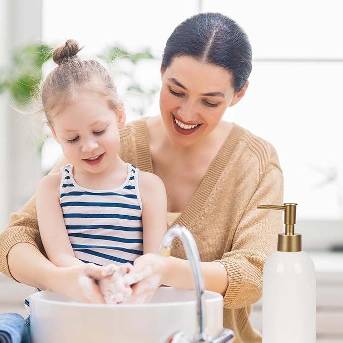 Natheeph 14OZ Ceramic Soap Dispenser Ceramic Soap Pump Dispenser Can Fill Liquid for Bathroom/Kitchen (White) - Image 5