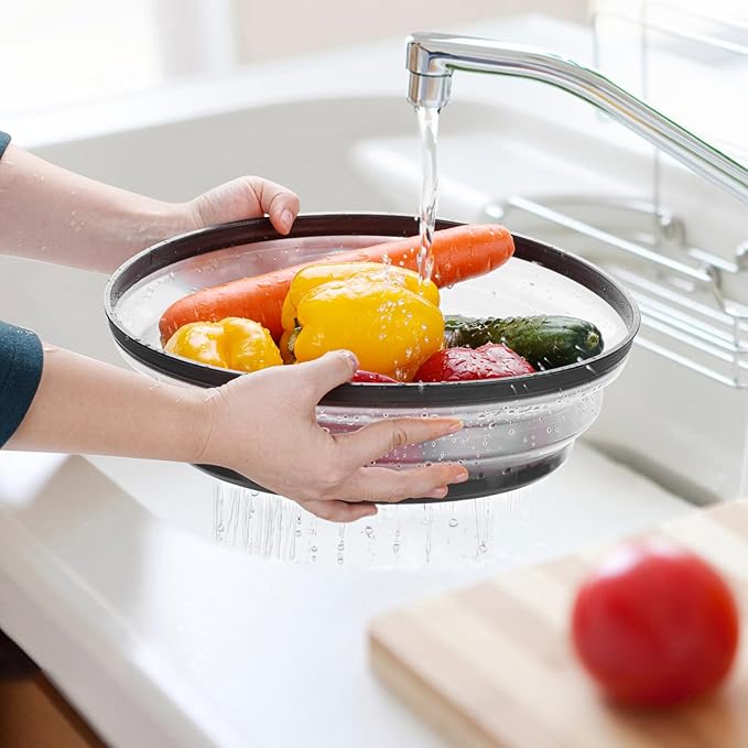 12" Microwave food Cover & Mat,Large Vented Collapsible Splatter Guard dish Plate lid & Silicone Round Kitchen mat - Image 5