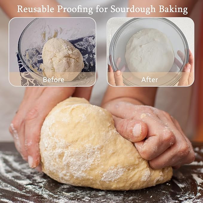 Ajrwiiy Large Glass Bowl for Sourdough Bread Making, 4.7 Quart Glass Mixing Bowl for Sourdough Bread with Lid, Clear Breads Proofing Bowl with Covers, Ideal for Kitchen, Storage - Image 4