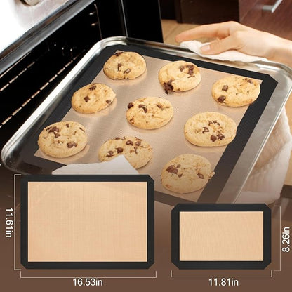 Silicone Baking Mat, 3 Pack Reusable Baking Mat, Non-Stick, Food Safe Silicone Mats for Baking, Oven Baking Sheet for Making Cookies, Macaroons, Bread - Image 2