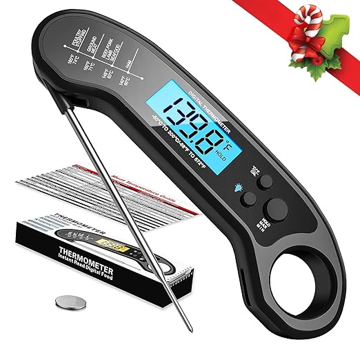 Meat Thermometer Digital, Instant Read Meat Thermometer for Grill and Cooking, with Bottle Opener, Backlight & Calibration Food Thermometer, Kitchen Gadgets for BBQ, Turkey, Candy, Liquids by Biison