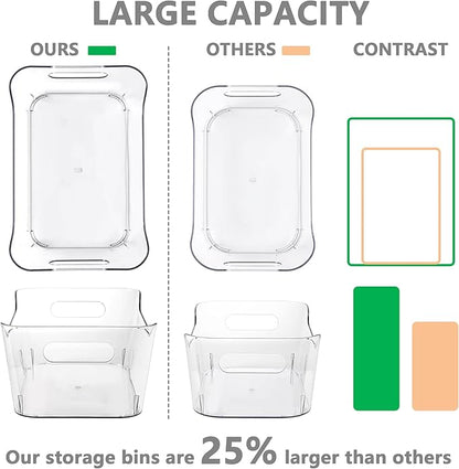 Tiawudi 12 Pack Plastic Storage Bins, Multi-Use Organizer Bins, Pantry Organizer, Clear Storage Containers for Home, Kitchen, Office, Cabinet, Shelf and Fridge Organization - Image 3