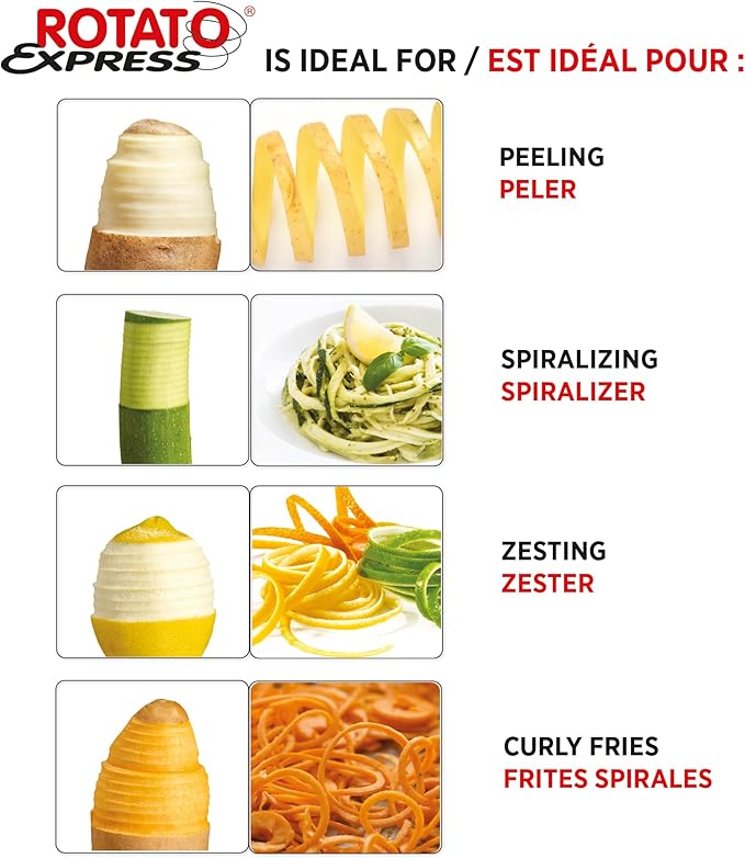 Starfrit Rotato Express Electric Peeler - 2 Spare Blades - Safe & Easy to Use - Effortlessly Peels Vegetables and Fruit,(Pack of 6) - Image 5