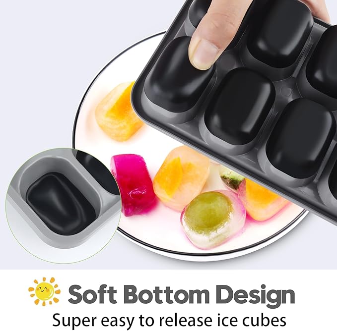 Ice Cube Tray 4 Pack, Easy-Release & Flexible 56 pcs Silicone Ice Cube Trays with Spill-Resistant Removable Lid, Stackable Ice Trays with Covers for Freezer, Cocktail - Image 3