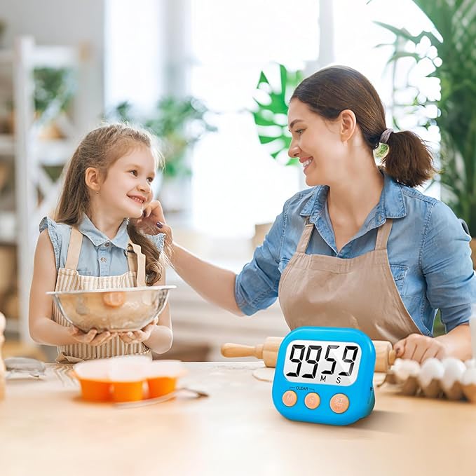6 Pack Digital Kitchen Timer Small Classroom Timers for Kids Teachers (Blue&White) - Image 8