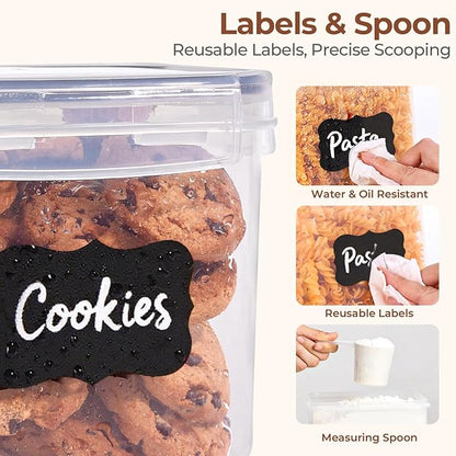 ComSaf Airtight Food Storage Containers with Lids, 11 Pcs Canisters Sets for the Kitchen, Plastic Pantry Organizers and Storage for Cereal, Flour, Sugar,Kitchen Storage Containers Include Labels - Image 7