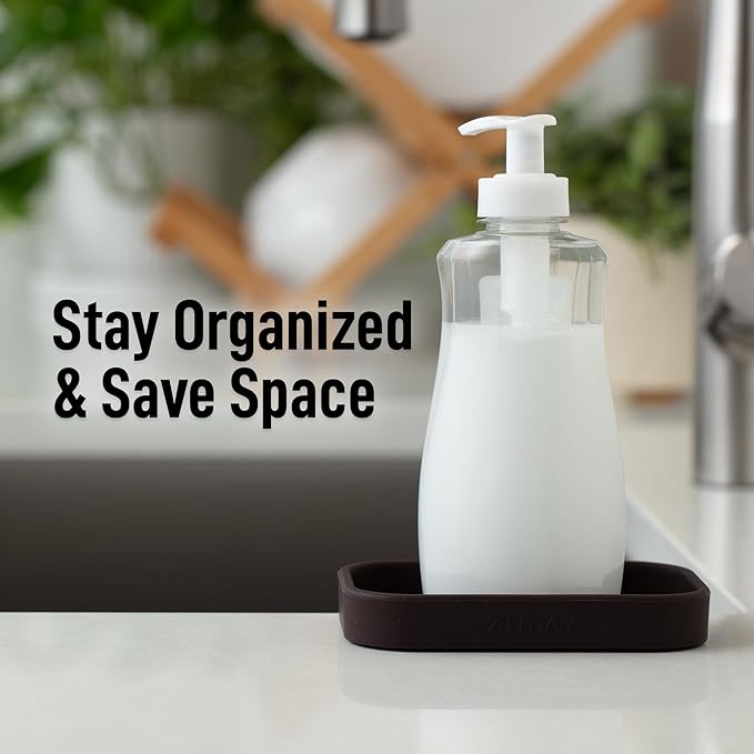 Zulay Kitchen Small Silicone Sponge Holder (4.9x3.3”) – Space-Saving Sink Organizer Tray for Sponge, Soap, Brush & More – Compact Non-Slip Dish for Kitchen & Bathroom (Chocolate) - Image 6