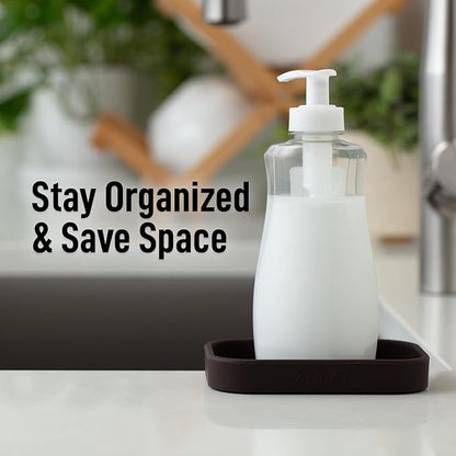 Zulay Kitchen Small Silicone Sponge Holder (4.9x3.3”) – Space-Saving Sink Organizer Tray for Sponge, Soap, Brush & More – Compact Non-Slip Dish for Kitchen & Bathroom (Chocolate) - Image 6