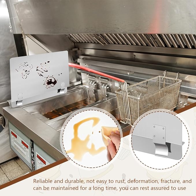 Ferraycle 2 Packs Stainless Steel Fryer Splash Guard Commercial Side Stove Splash Splatter Guard for Stop Oil from Splattering (20-1/2" W X 7.01'' H) - Image 5