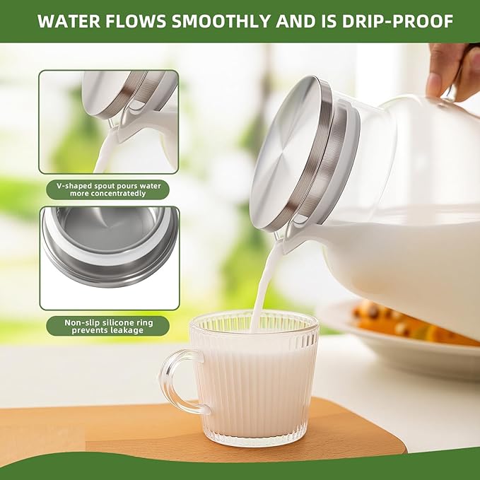 Hannadepot Glass Pitcher, 1 Gallon/3.8L Glass Water Pitcher with Lid and Spout, Heat/Cold Resistant Borosilicate Glass Water Carafe for Coffee, Juice and Homemade Beverage