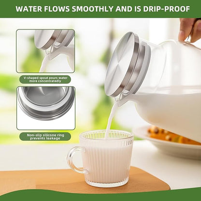 Hannadepot Glass Pitcher, 1 Gallon/3.8L Glass Water Pitcher with Lid and Spout, Heat/Cold Resistant Borosilicate Glass Water Carafe for Coffee, Juice and Homemade Beverage