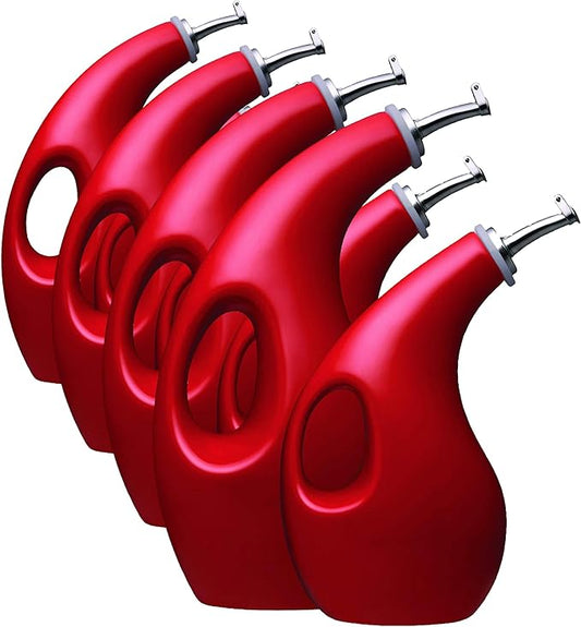 Rachael Ray Solid Glaze Ceramics EVOO Olive Oil Bottle Dispenser with Spout Set, 2 Piece, Red (Pack of 4) by RachaelRayKitchenware