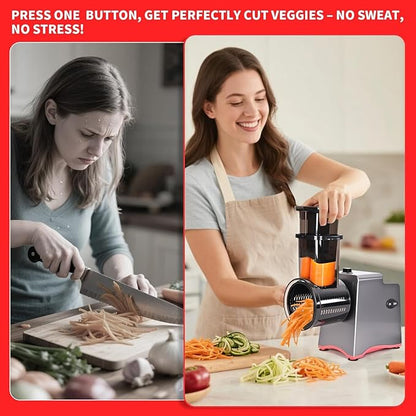 Electric Cheese Grater, 250W Electric Professional Salad Maker & Vegetable Slicer Shredder, 7-in-1 Electric Food Graters Machine with Widened Feeding Port for Block Cheese, Vegetables & Fruits - Image 3