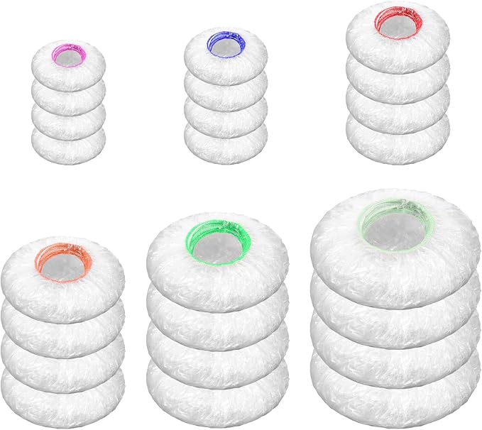 200 Pcs 6 Size Plastic Bowl Covers with Elastic Bulk, Reusable Bowl Covers Disposable Food Storage Plastic Wrap for Kitchen Leftovers Outdoors Picnic (Vivid Colors)