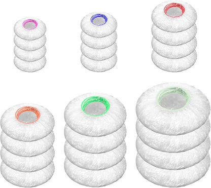 200 Pcs 6 Size Plastic Bowl Covers with Elastic Bulk, Reusable Bowl Covers Disposable Food Storage Plastic Wrap for Kitchen Leftovers Outdoors Picnic (Vivid Colors)