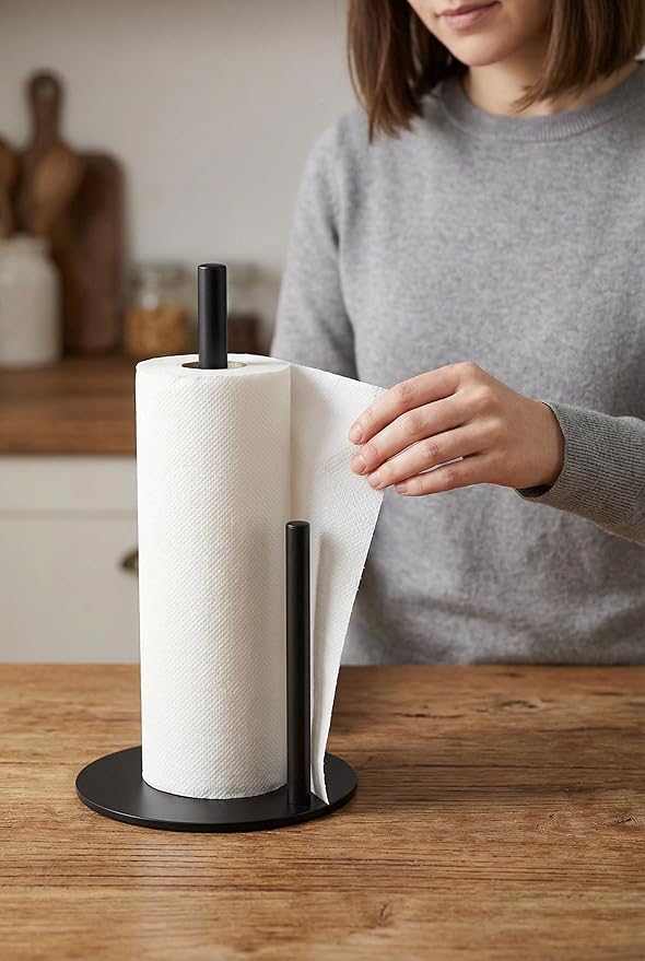 Paper Towel Holder,Stainless Steel Paper Towel Holder Countertop for Kitchen，Black - Image 5