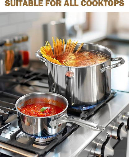 Cooks Standard Stainless Steel Saucepan with Lid, Multi-Ply Clad Sauce Pot 3-Quart, Silver