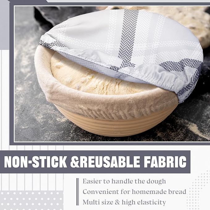 10 Pack Cloth Bowl Covers for Bread Rising - 5 Size Stretch Elastic Food Storage Container Lids - Reusable Cotton Fabric Covers for Food, Fruits, Leftovers (Fresh)