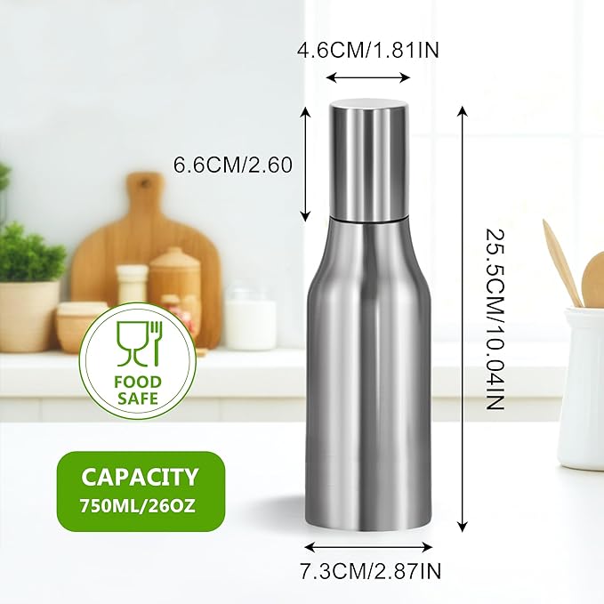 Stainless Steel Oil Dispenser Bottle - 750ML Leak-Proof Oil Container for Kitchen, Olive Oil & Cooking Liquids-26OZ - Image 3