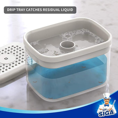 MR.SIGA 2 in 1 Premium Soap Dispenser and Sponge Holder, Dishwashing Soap Pump Dispenser for Kitchen Countertop, White - Image 3