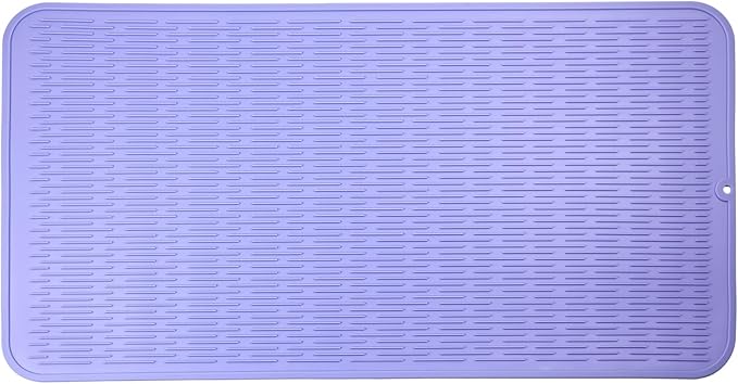 MicoYang Silicone Dish Drying Mat for Multiple Usage,Easy clean,Eco-friendly,Heat-resistant Silicone Mat for Kitchen Counter or Sink,Refrigerator or Drawer Liner Light Purple 4XL 32 inches x 18 inches by MicoYang