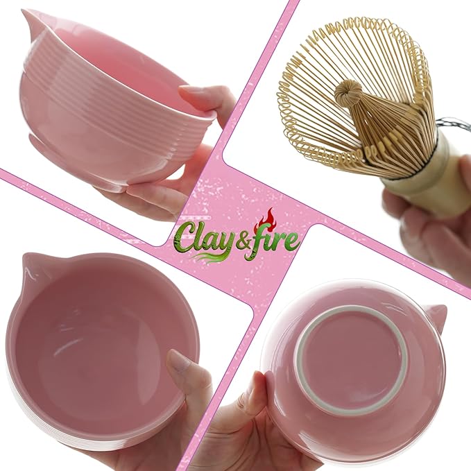 Clay&Fire Matcha Whisk Set, 9 pcs Ceramic Matcha Set, Gifts for Women,Matcha Bowl with Spout and Whisk, Matcha Kit for Matcha Lovers, Gift Mother's Day, Birthday, Anniversary - Image 7