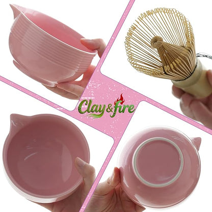 Clay&Fire Matcha Whisk Set, 9 pcs Ceramic Matcha Set, Gifts for Women,Matcha Bowl with Spout and Whisk, Matcha Kit for Matcha Lovers, Gift Mother's Day, Birthday, Anniversary - Image 7