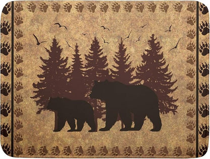 Giwawa 18"x24" Brown Bear Dish Drying Mat Rustic Forest Wildlife Woodland Dish Drainer Mats for Kitchen Countertop Farmhouse Animal Paw Print Fast Dry Microfiber Dish Drying Pad Decoration