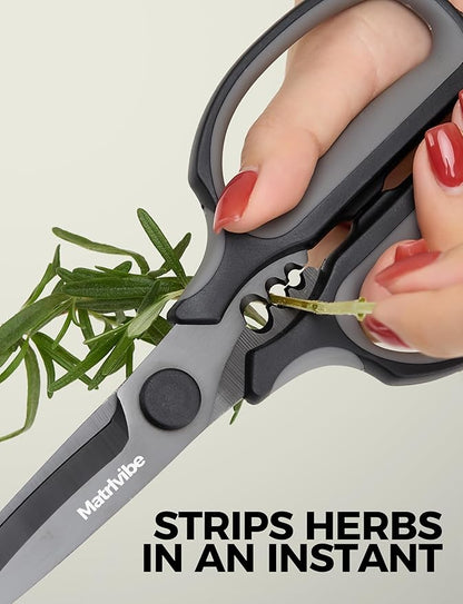 Heavy Duty Kitchen Shears, All Purpose Herb and Kitchen Scissors for food,Japanese 420J2 Stainless Steel,Titanium Coated, Detachable Blades and Soft TPR Handle,Dishwasher Safe - Image 2