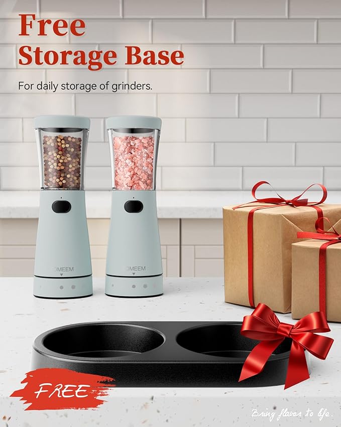 Electric Salt and Pepper Grinder Set with Storage Base, Stainless Steel Rechargeable Salt and Pepper Grinder Set with 4.5 oz Large Capacity, 1.8" Wide Mouth, Adjustable Coarseness, Ideal for Kitchen - Image 9