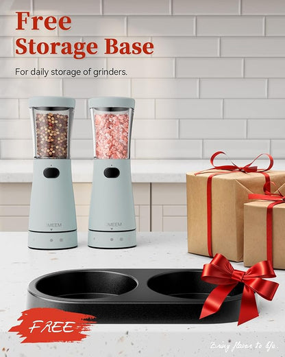 Electric Salt and Pepper Grinder Set with Storage Base, Stainless Steel Rechargeable Salt and Pepper Grinder Set with 4.5 oz Large Capacity, 1.8" Wide Mouth, Adjustable Coarseness, Ideal for Kitchen - Image 9