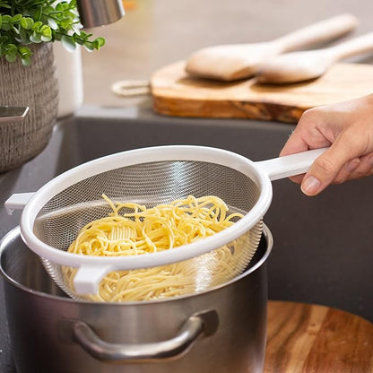 Chef Craft Classic Stainless Steel Mesh Strainer, 8 inch, White