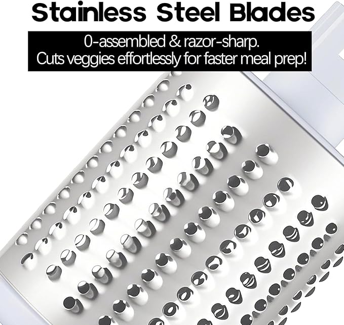 Cheese Grater Hand Crank, Rotary Vegetable Shredder with Handle and Strong Suction base, 3 in 1 Kitchen Speed Spin Veggie Slicer Nut Grinder for Pizza Top, Hash brown, Salad and More (Black) - Image 6
