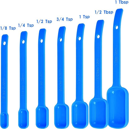 Plastic Measuring Cups and Spoons Set 15, Blue Dry & Liquid Measuring Cups and Spoons, Metric & US 7 Measure Cups & 7 Measure Spoons for Kitchen & Baking