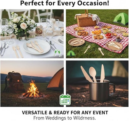 150Pack Compostable Forks - Alternative to Plastic Fork & Bamboo Forks, Eco Friendly, Biodegradable, Compostable Tableware Set - 100% Disposable Flatware for Lounge Party Wedding BBQ Picnic Camping - Image 4
