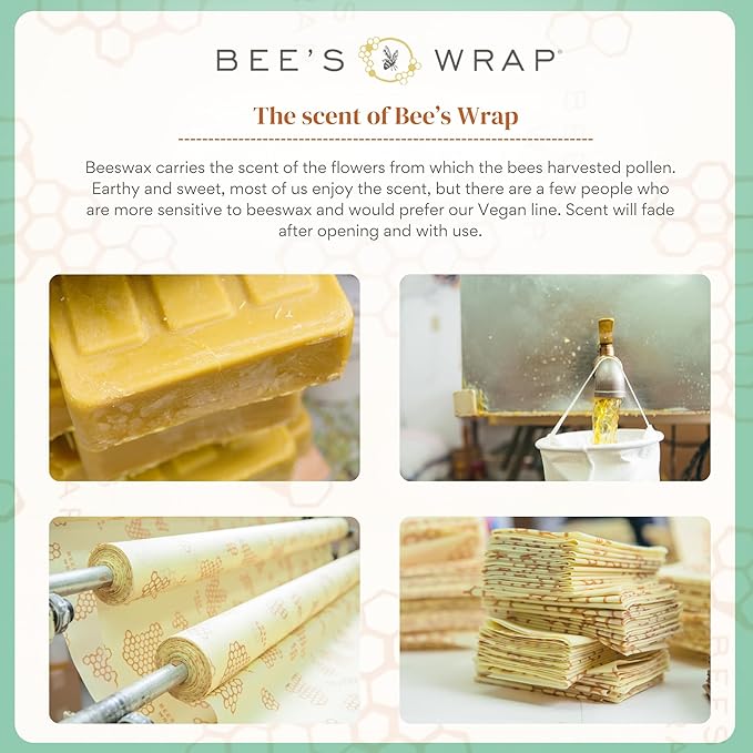 Bee's Wrap Beeswax Wraps for Food - Cut to Size 14x52" Beeswax Wrap Roll - Plastic Free Made in USA Reusable Natural Food Wrap - Seasons Greetings - Image 8