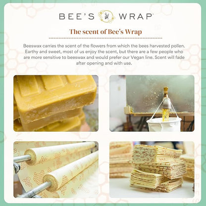 Bee's Wrap Beeswax Wraps for Food - Cut to Size 14x52" Beeswax Wrap Roll - Plastic Free Made in USA Reusable Natural Food Wrap - Seasons Greetings - Image 8