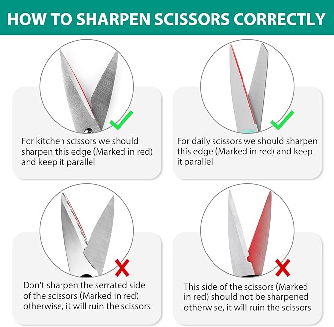 Longzon 5-in-1 Knife Sharpener 4 Stage with Cut-Resistant Glove, Quickly Sharpens & Restores Dull Blades, Easy & Safe for Home Kitchen Use, Fits Most Knives and Scissors, Black+Red - Image 6