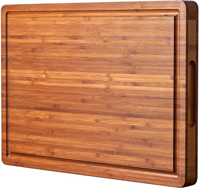 Allsum XL Cutting Board for Kitchen, 20x15" Extra Large, 1" Thick Bamboo Wood Butcher Chopping Block, Cheese Board, Durable Reversible with Juice Grooves and Handles by ALLSUM