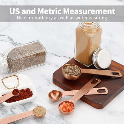 Measuring Spoons,SUS304 Stainless Steel Measuring Cups Set of 7 Piece: 1Tbsp,1/2Tbsp,1tsp,3/4tsp,1/2tsp,1/4tsp,1/8tsp Teaspoon Coffee Scoop Tablespoon for Dry and Liquid Ingredients,Rose Gold - Image 5